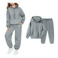 thumbnail image 1 of Tracksuit Athletic Sweatsuits Sets 2PC Long Sleeve Zip Up Tracksuit Pullover Hoodie Sweatpants Fall Winter Clothes Girls' Clothing Sets 11-12 Years, 1 of 9