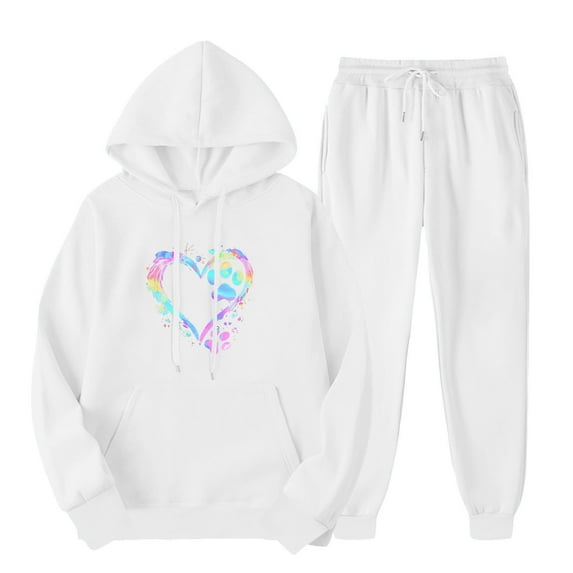 Tracksuit Casual 2 Piece Outfits,Outfits Men's And Women's Sports Tracksuits Long Sleeve Pullover Hoodies Sweatshirt Loose Coat And Sweatpants Fall Winter Suit on Clearance