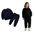 thumbnail image 1 of Tracksuit Jogging Outfits Set Long Sleeve Crewneck Black Casual Pullover Sweatshirt and Active Jogger Pants 2 Piece Winter Clothes Girl Clothes 9-10 Years Boys Girls Fashion, 1 of 3