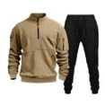 thumbnail image 1 of Tracksuit Men 2 Piece Set Casual Quarter Zip Pullover & Cargo Joggers Athletic Sweatsuits Outfit, 1 of 3