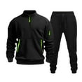 thumbnail image 1 of Tracksuit Men 2 Piece Set Casual Quarter Zip Pullover & Cargo Joggers Athletic Sweatsuits Outfit, 1 of 3