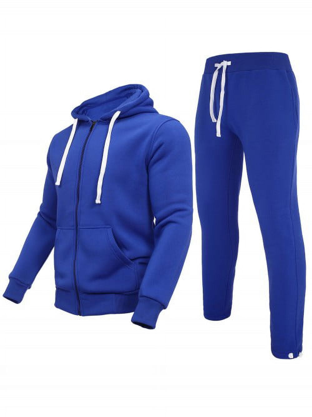 Tracksuit Men's Athletic Sweatsuits Casual Outfit for Men Fleece Hoodie  Sweatshirt Sweatpants Big and Tall Jogging Suits Sets 2 pieces(M blue,3XL)  