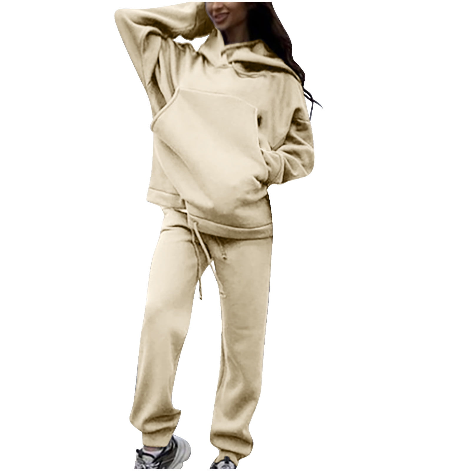 Ladies Coords Outfits Tracksuit Causal Soild Color Seamless Baggy