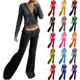 thumbnail image 1 of Tracksuit Womens 2 Piece Lounge Set Long Sleeve Zip up Hooded Jacket Drawstring High Waist Wide Leg Pants Fall Winter Airport Outfits with Pockets, 1 of 8