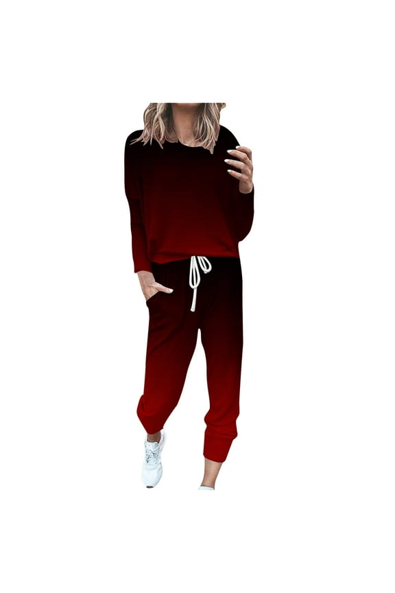 Tracksuit Womens Full Set 2 Piece Lounge Sets Sweatsuits Plus Size Long Sleeve Tops Jogger Sweatpants Track Sweatshirt Matching Pants Sets Loose Cosy Homewear Holiday Outfits