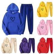 Tracksuit Womens Full Set Jogging Suits Hoodie Tracksuit 2 Piece Outfit Oversized Sweatshirts Jogging Pants Lounge Outfits Casual Co Ord Sets Streetwear Pink XXL