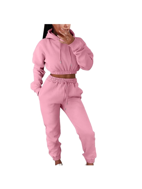 Tracksuit Womens Full Set Sale ,Ladies Hoodies and Jogging Bottoms Cropped Tracksuits Autumn Winter Teenager Girls Track Suit Running Walking Hiking Yoga Gym Set Two Piece Outfit