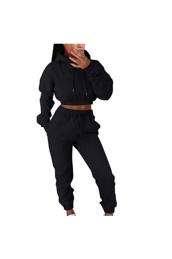 Tracksuit Womens Full Set Sale ,Ladies Hoodies and Jogging Bottoms Cropped Tracksuits Autumn Winter Teenager Girls Track Suit Running Walking Hiking Yoga Gym Set Two Piece Outfit