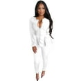 thumbnail image 1 of Tracksuit Zipper Jacket Bodycon Leggings (S, White), 1 of 6