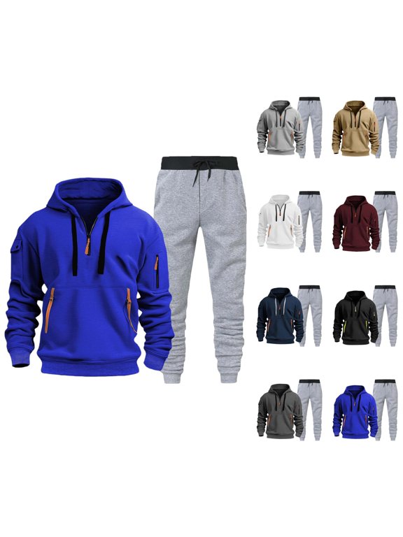 Tracksuit for Men 2025 Half Zip Hoodie and Jogger Sweatpants 2 Piece Matching Sweatsuit Lounge Set