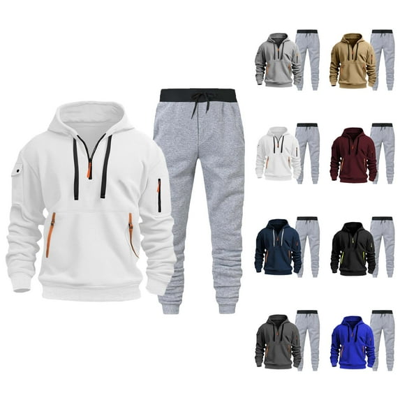 Tracksuit for Men 2025 Tactical Half Zip Hoodie and Jogger Sweatpants 2 Piece Matching Sweatsuit Lounge Set