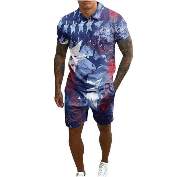 Tracksuit for Mens 2 Piece Sweatsuit Short Sleeve T Shirts and Shorts ...