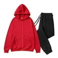 thumbnail image 1 of Tracksuits Men Fall Winter 2 Piece Outfits Full Zip Up Jacket and Jogger Pant Sets Sport Sweat Suits Long Sleeve (S, Red), 1 of 5