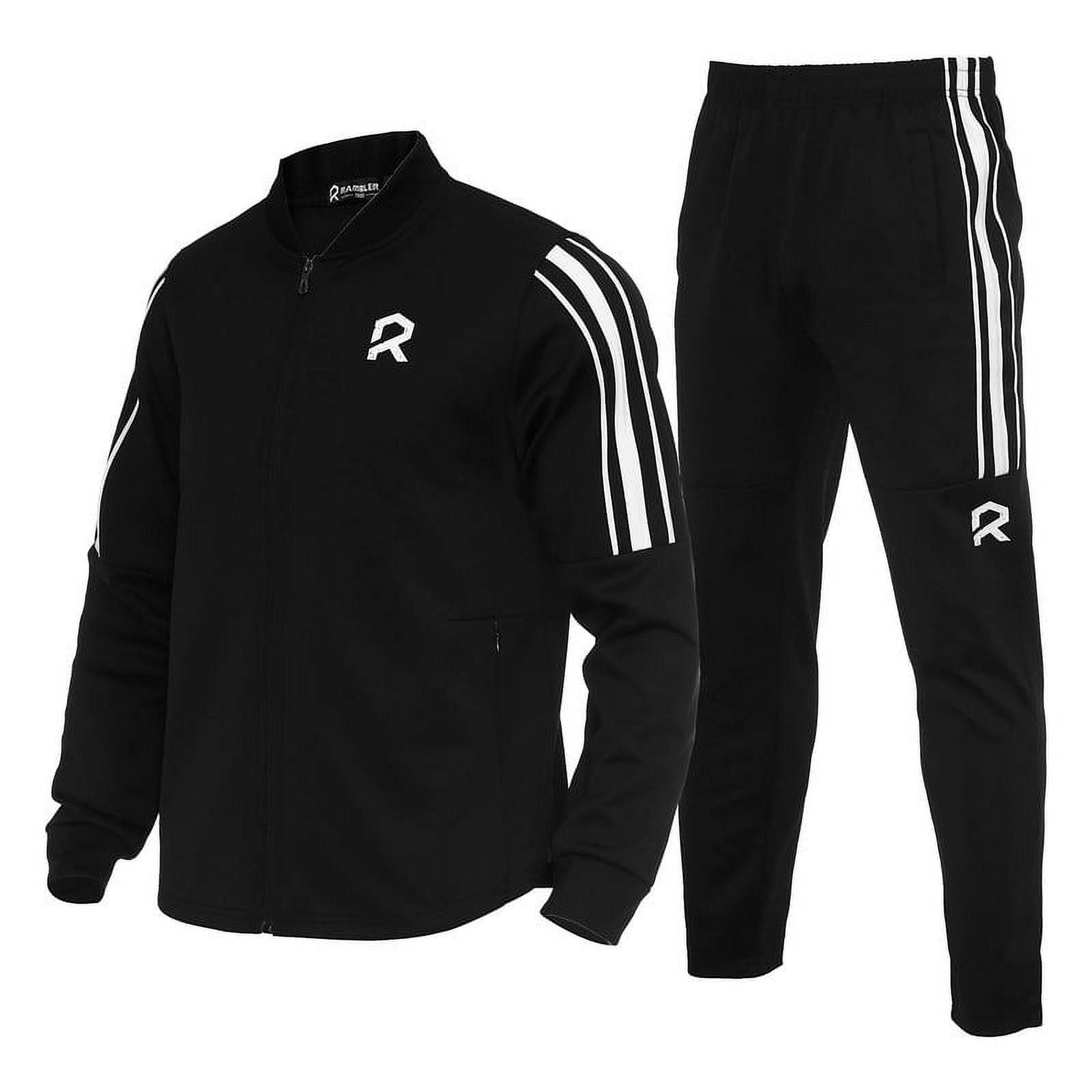 Tracksuits Men Full Zip Athletic Sport Sweatsuits Outfits 2 Piece Polo Jogging suits for Men Black M Walmart