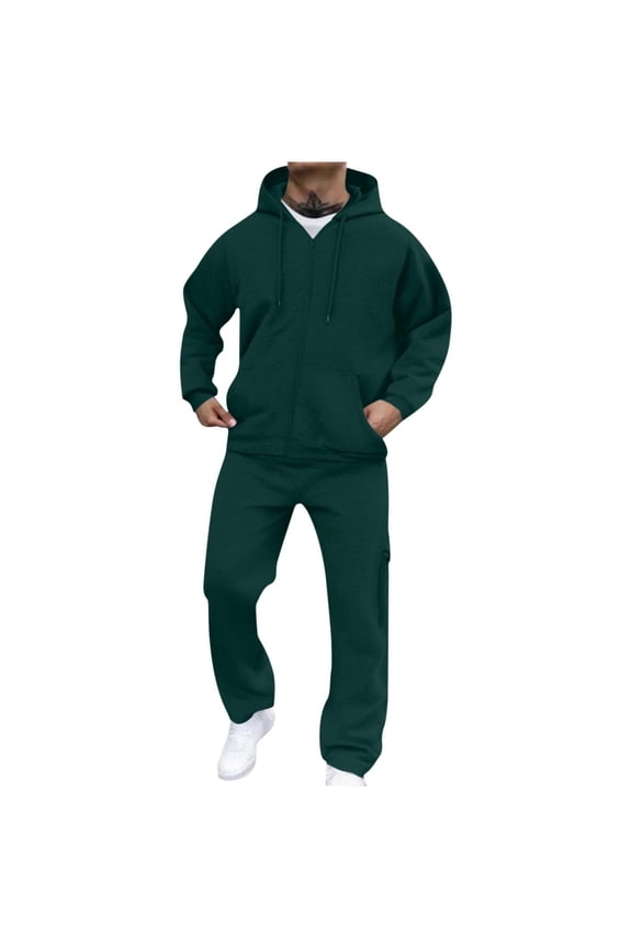 Tracksuits for Men Fall Winter 2 Piece Outfits Full Zip Up Jacket Hoodie and Jogger Pant Sets Sport Sweatsuits (M, Mint Green)