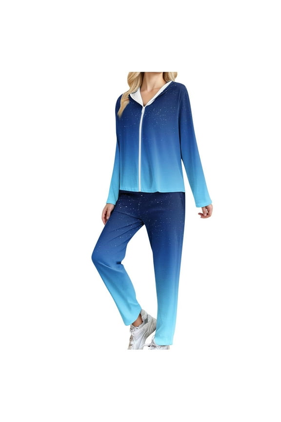 Tracksuits for Women Set Zip Up Hoodie Jacket Pants Sweat Suits Gradient Color 2 Piece Workout Sets Airport Travel Outfit Women