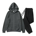 thumbnail image 1 of Tracksuits for Women and Men 2 Piece Soft Fleece Fall Winter Sweatsuits Full-zip Hooded Jacket and Jogger Pant Sets (S, Dark Gray), 1 of 5