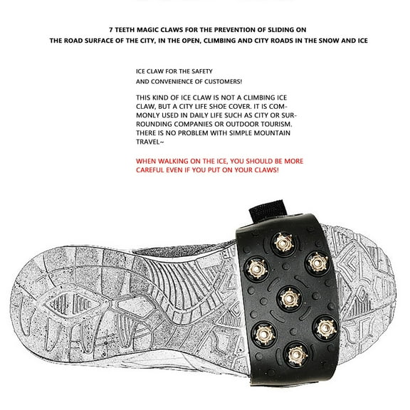 Traction Cleats Anti-Skid Traction Grips Crampons Spikes 7 Point Cleats for Footwear for Walking, Jogging, Hiking, Mountaineering Ice Snow Grips