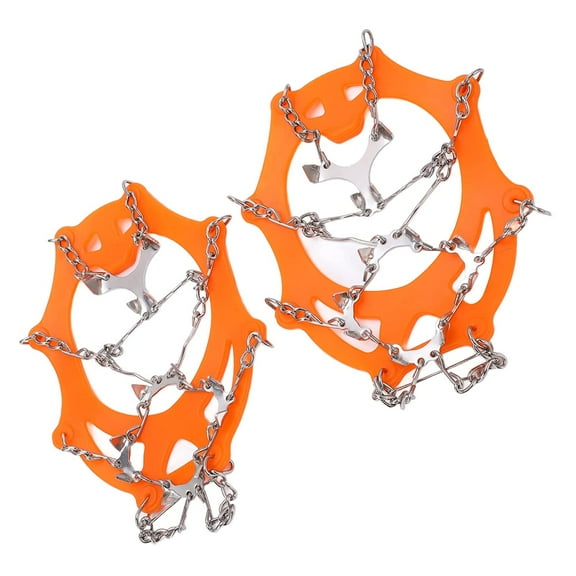 Traction Cleats Ice Snow Grips, 2pcs/set 12 Tooth Mountaineering Crampons Wearproof Anti Skid Snow Shoes Accessory(L)