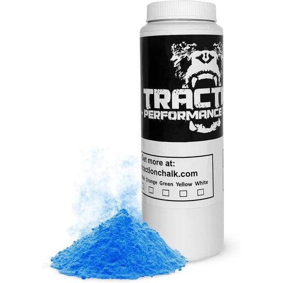 Traction Performance Colored Gym Chalk | Powder Chalk for Gymnastics, Rock Climbing, Weight Lifting & Workouts - Firm Grip Soft Chalk Lifting Powder in Vibrant Colors - Made in USA | 8 oz.