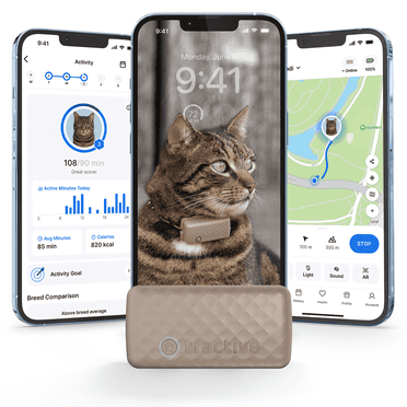 Tractive Cat Mini GPS Tracker with Activity Monitoring, Fits Any Collar (Brown)