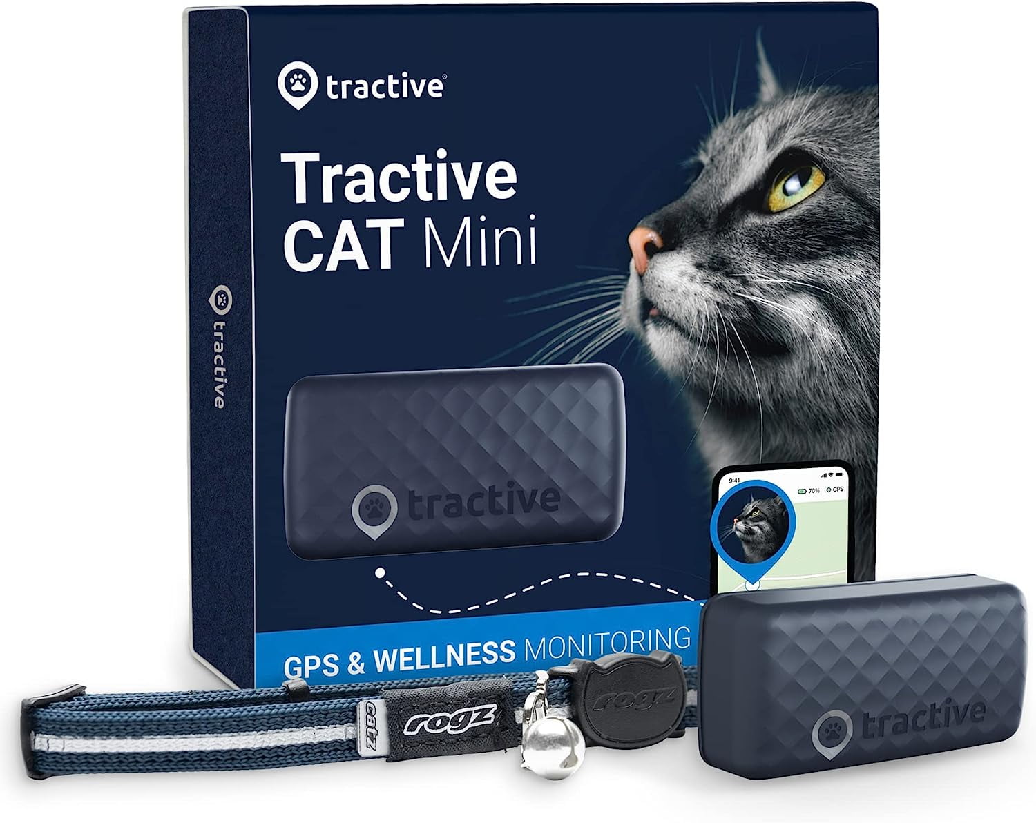 Tractive GPS Pet Tracker with LED Light Up Dog Collar - Waterproof, GPS  Location & Smart Activity Tracker, Unlimited Range (Blue, Medium)