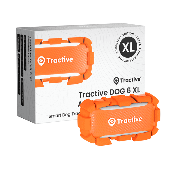 Tractive DOG 6 XL Adventure Edition  Smart GPS Tracker for dogs with Vitals Monitoring - Health Alerts - 6 Weeks of Battery Life  Orange