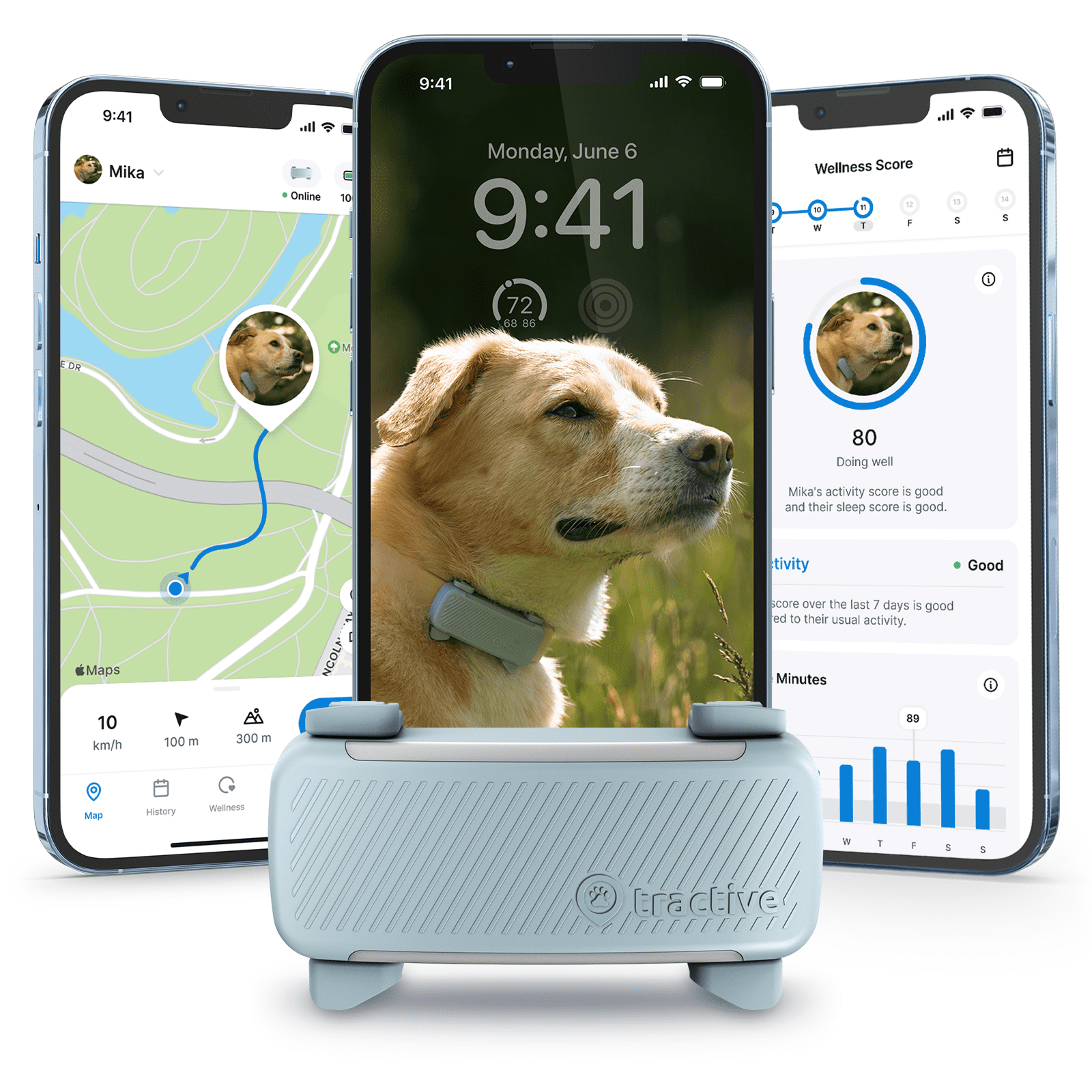 Tractive Smart GPS Dog Tracker with Vital Signs Monitoring (Mint)