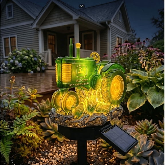 Tractor 190th Anniversary Solar Garden Light , Color Multi-LED Craft Outdoor Pathway Decor Light with Solar Charging Panel for Yard and Flower Display