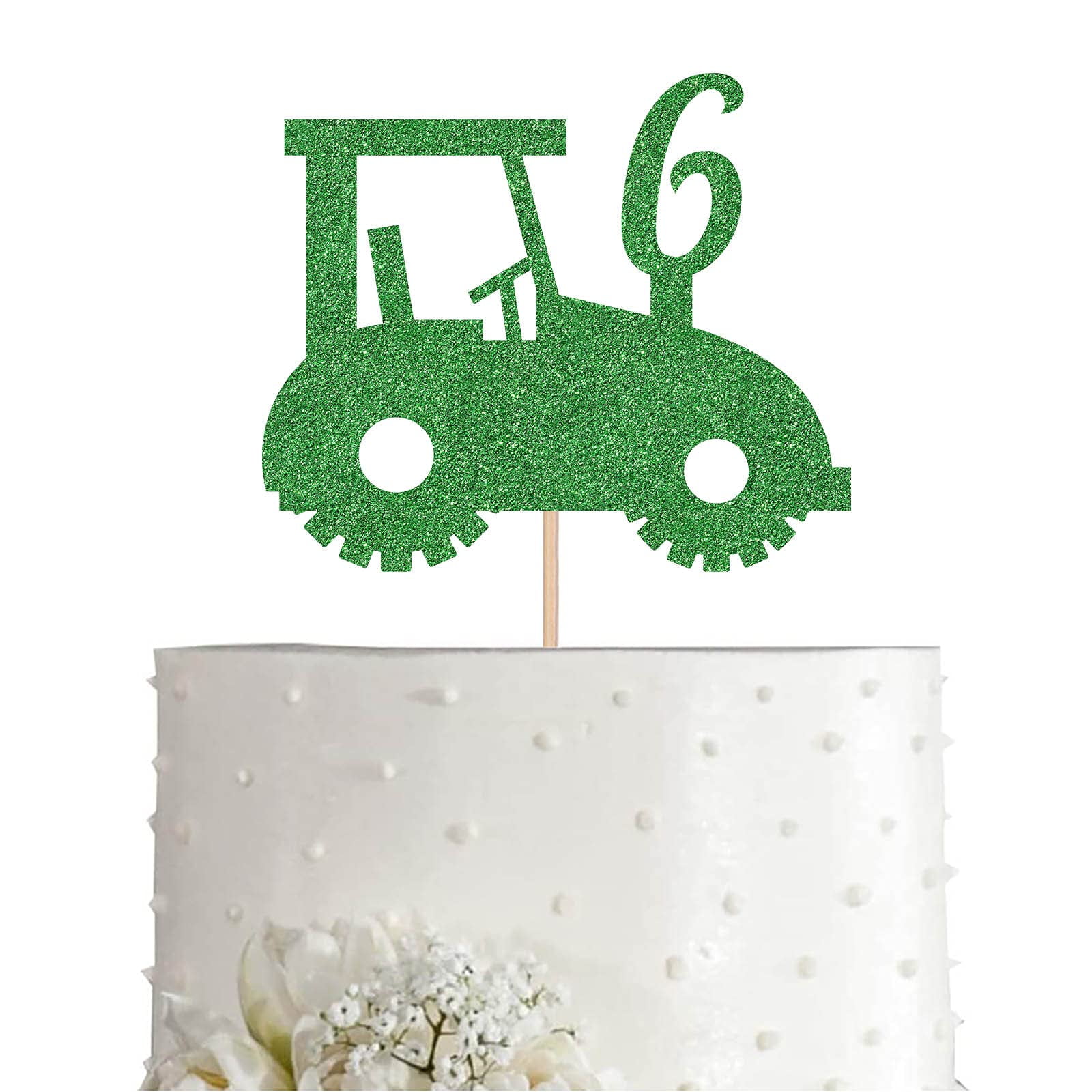 Soccer 6th Birthday Cake Topper - Black Glitter 'Sport Boy Girl' Party Decoration