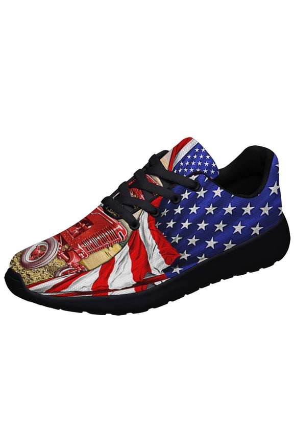 Tractor American flag Patriotic Shoes Sneakers Black Size 12
