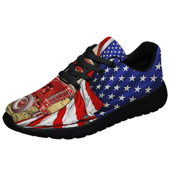 Tractor American flag Patriotic Shoes Sneakers Black Size 3.5