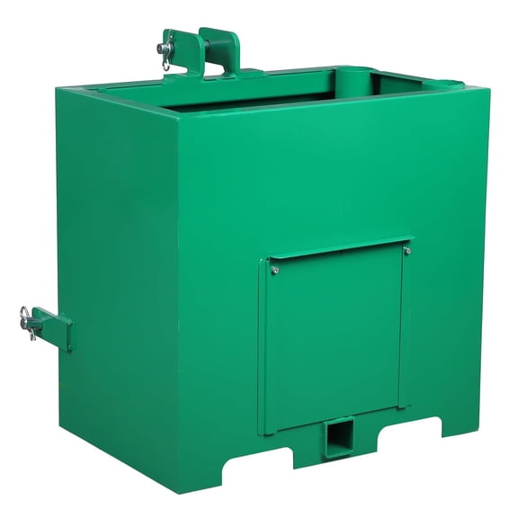 Tractor Ballast Box, 800 Lb Load Capacity, 5 Cu. ft. Heavy Duty Steel Counterweight Box, Fits Category 1 3-Point Hitch with 2" Receiver, Rear Attachment for Loader Work,Green