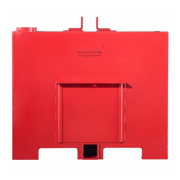 Tractor Ballast Box 800lbs - 3-Point Category 1, 2 Inch Receiver - Heavy Duty Steel Loader Attachment with Sliding Door - Red