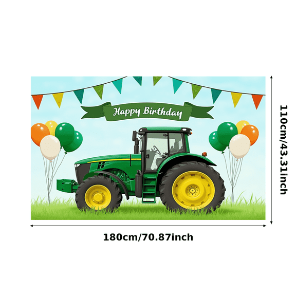 Tractor Birthday Banner Colorful Balloons Party Decoration Farm Theme for Kids Party Birthday Celebration Outdoor Event