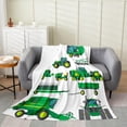 thumbnail image 1 of Tractor Blanket Baby 30x40,Green White Equipment Trucks Throw Blanket,Excavator Fleece Blanket for Child Kids Boys Teens,Construction Site Car Flannel Blanket for Car Theme Room Bedroom Decor, 1 of 5
