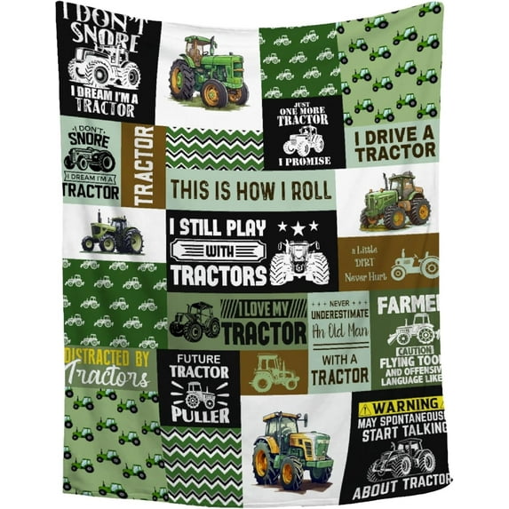 Tractor Blanket Farm Harvester Blankets,Tractor Decor Throw Blanket Gifts for Girls Boys,Ultral Soft Warm Lightweight Car Blanket for Boys Room Decor Bed Sofa,60"x80"-Queen Size for Adults