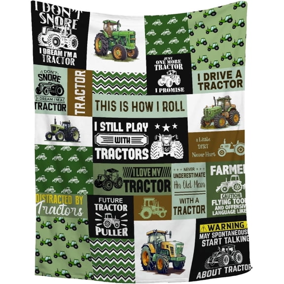 Tractor Blanket Farm Harvester Blankets,Tractor Decor Throw Blanket Gifts for Girls Boys,Ultral Soft Warm Lightweight Car Blanket for Boys Room Decor Bed Sofa,50"x60"-Full Size for Teens