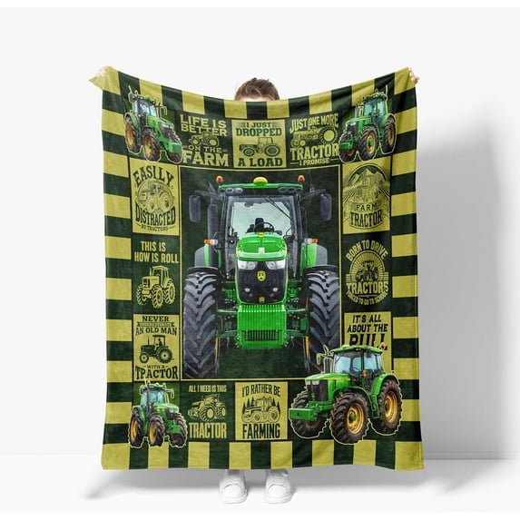 Tractor Blanket Farm Truck Warm Decor Soft Flannel Blanket Tractors Trucks Gifts for Users men Women Men Women 40" X 50"