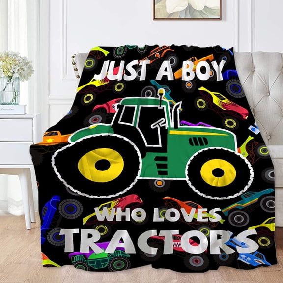 Tractor Blanket Just a Boy Who Loves Tractors Blanket Tractor Fleece Blanket Tractor Gift for Toddler Boys Tractor Fuzzy Plush Blanket X-Small 40''''x30(Toddler) PET