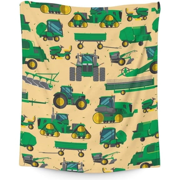 Tractor Blanket - Soft, Fuzzy & Warm - 30"x40" Small Blanket for Couch, Office - Green Cute Throw Gifts for Boys
