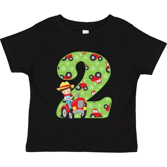 Tractor Boy 2Nd Birthday Toddler T-Shirt Farmer Farm Eieio Two Old Kid Baby Clothing, Cute Baby Shirt, TODDLER SHORT SLEEVE TEE BELLA CANVAS 3001T