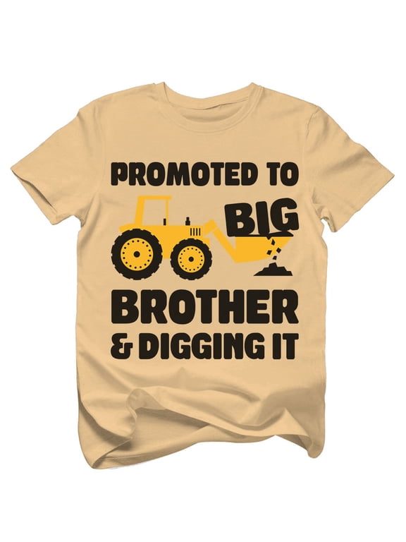 Tractor Boys Promoted to Big Brother and Digging It Toddler Kids T-Shirt 3T Latte
