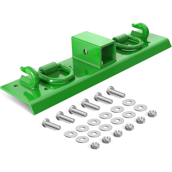 Tractor Bucket Grab Hooks with 2" Hitch Receiver and D-Rings, Bolt-On