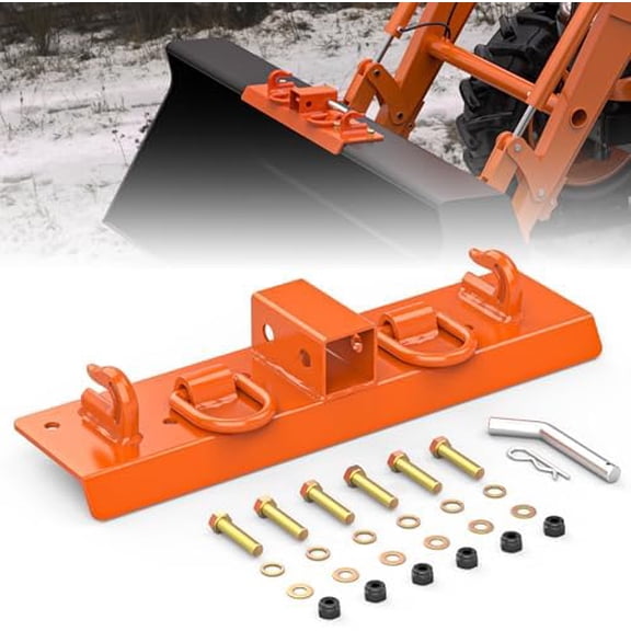 Tractor Bucket Hooks with 2" Receiver, 3/8" Bolt On Grab Hooks and 1/2" D Rings for Compact Tractor Bucket, Heavy Duty Tractor Bucket Attachment, G70 Tow Hook Mount for John Deere Tractor Bucket