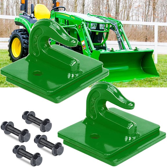 Tractor Bucket Hooks 3/8" Bolt On Chain Grab Hooks 2 Pack Green