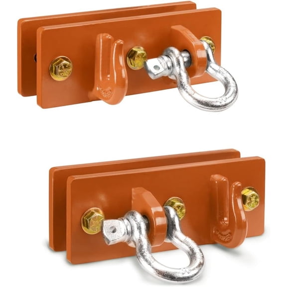 Tractor Bucket Hooks, Bolt On Clevis Mount with 1/2 Shackle, 5/16Grab Hooks G70 Steel, Shackles Mount with Backer Plate, Heavy Duty Tow Hook for SUV RV UTV Tractors Bucket(Orange)
