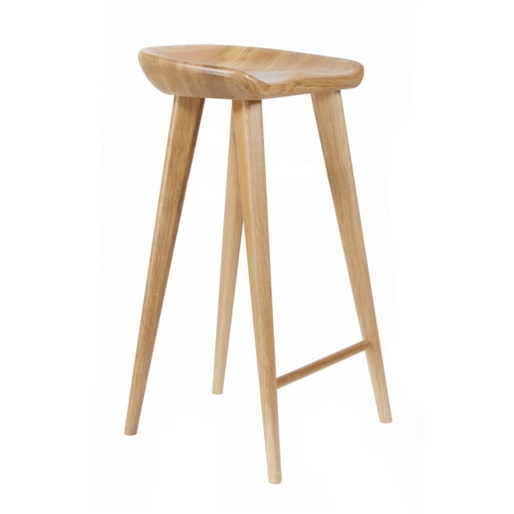 Tractor Contemporary Carved Wood Barstool - 30" Bar Chair (Natural)
