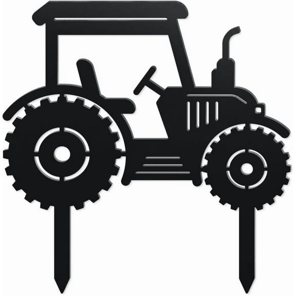 Tractor Decorative Silhouette Garden Stakes Metal Tractor Car Stakes Statues Ornaments Lovers Gifts Yard Art Black Silhouette Yard Outside Decor for Backyard Patio 11x11.4 Inch