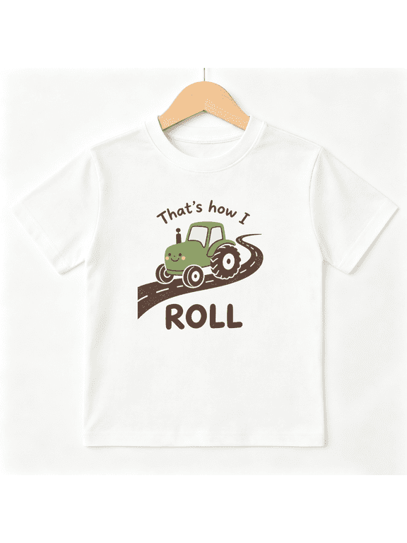 Tractor Driver Boys Graphic Print T-Shirt, Funny Farm Vehicle Graphic 100% Cotton Kids Short Sleeve Tee